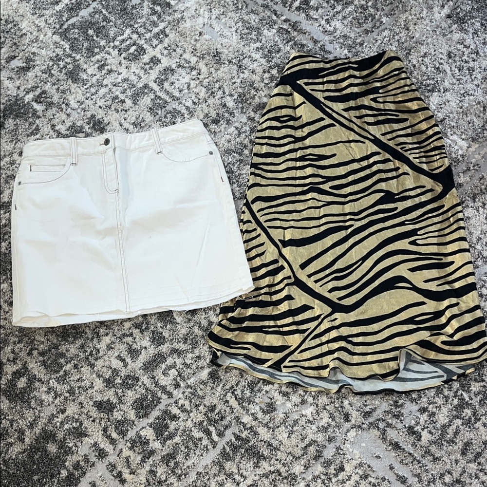 LOFT Black and Tan Zebra Print Skirt with White Mini - Picture 1 of 3